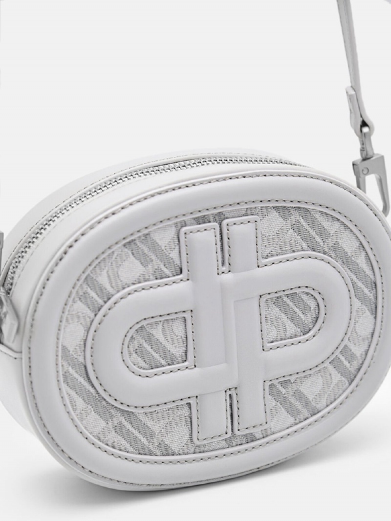 Light Grey Women's Pedro Icon Round Leather Shoulder Bags | RUAZEH-094