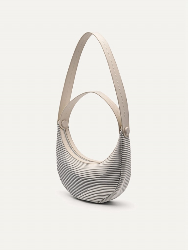 Light Grey Women's Pedro rePleated Shoulder Bags | EORHMP-847