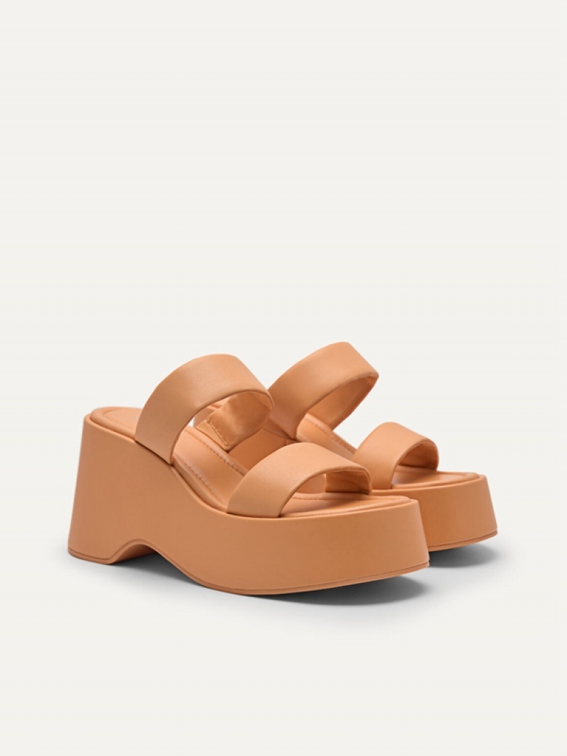 Light Orange Women's Pedro Bianca Wedge Sandals | JOKPEH-398