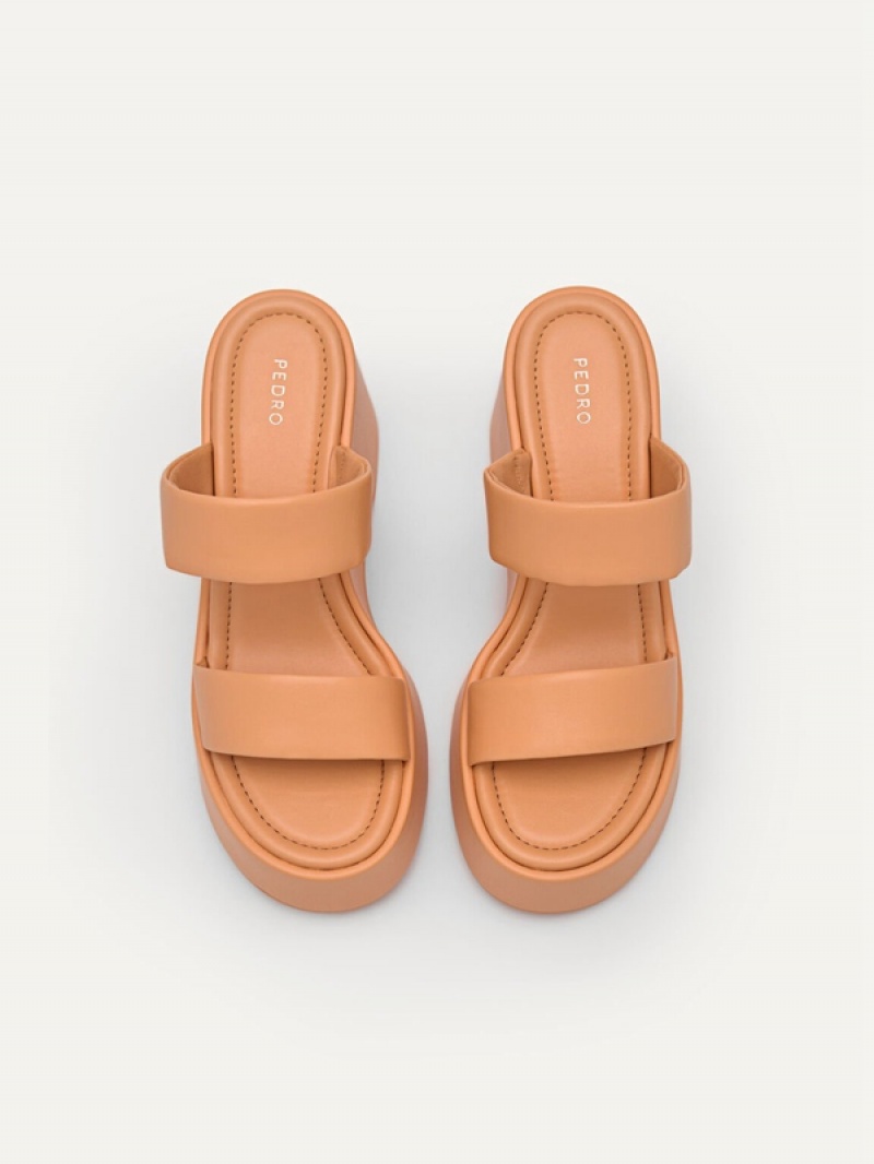 Light Orange Women's Pedro Bianca Wedge Sandals | JOKPEH-398