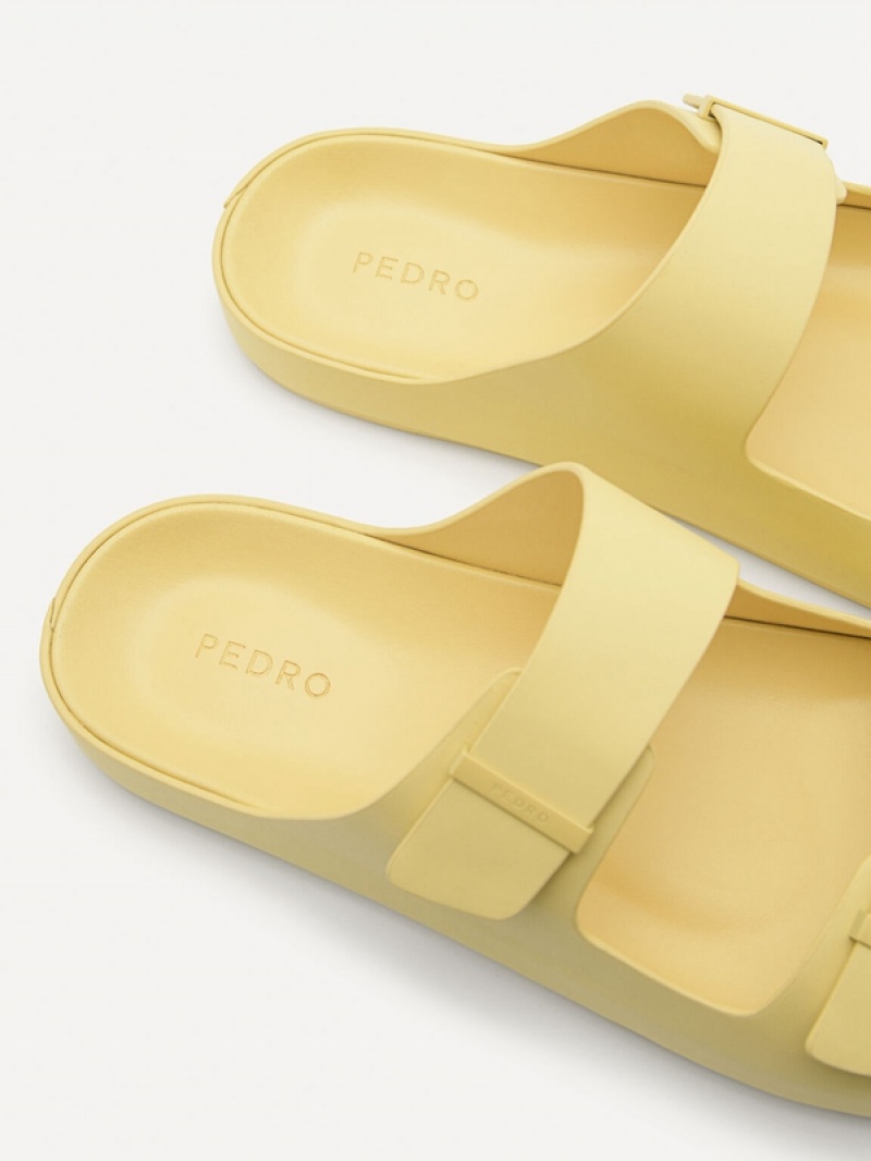 Light Yellow Men's Pedro Indy Slides | FAWMCT-150