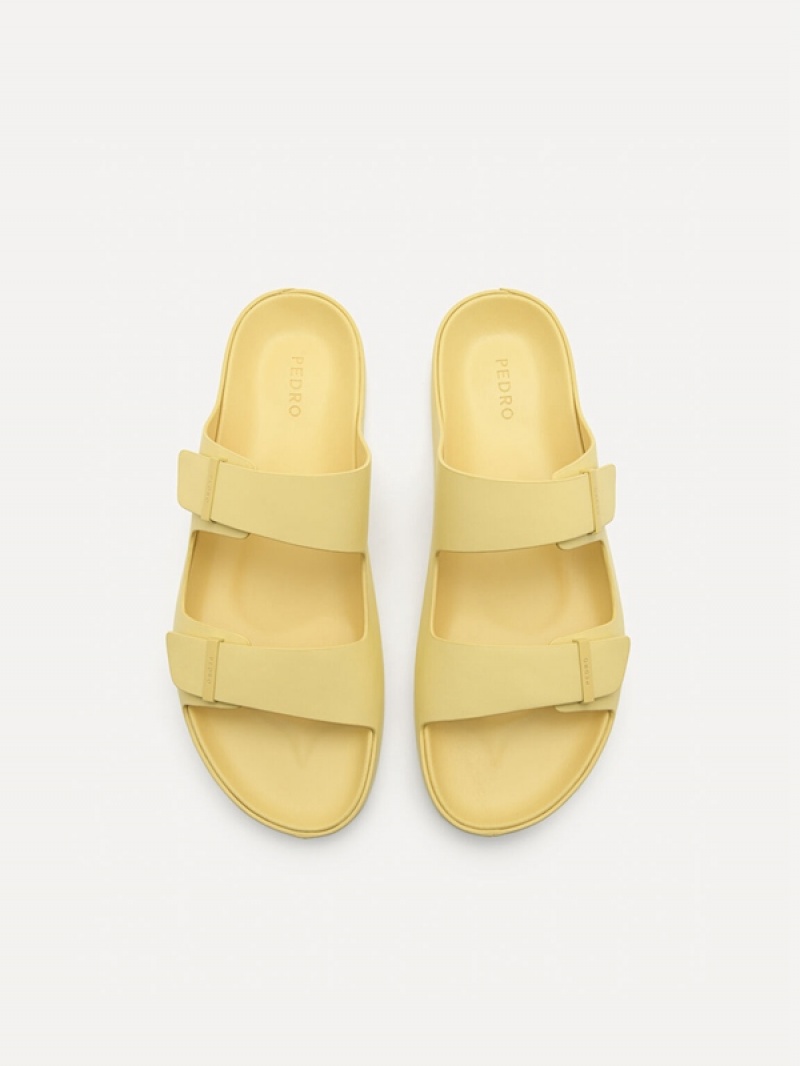 Light Yellow Men's Pedro Indy Slides | FAWMCT-150