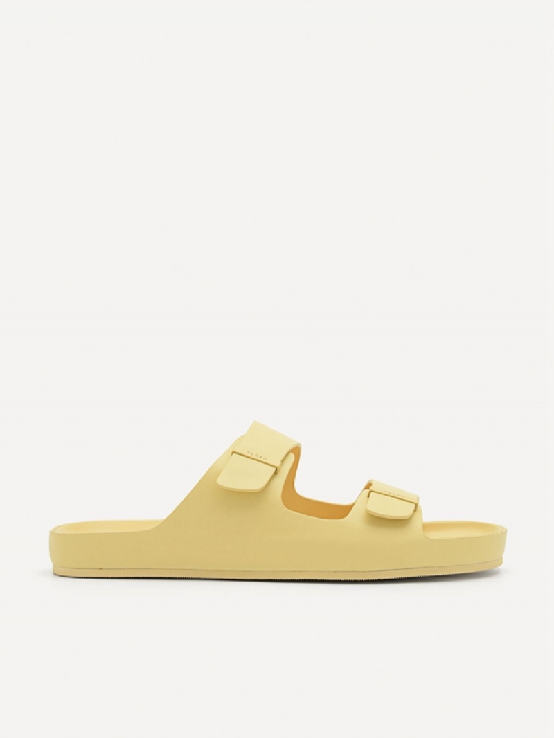 Light Yellow Men\'s Pedro Indy Slides | FAWMCT-150