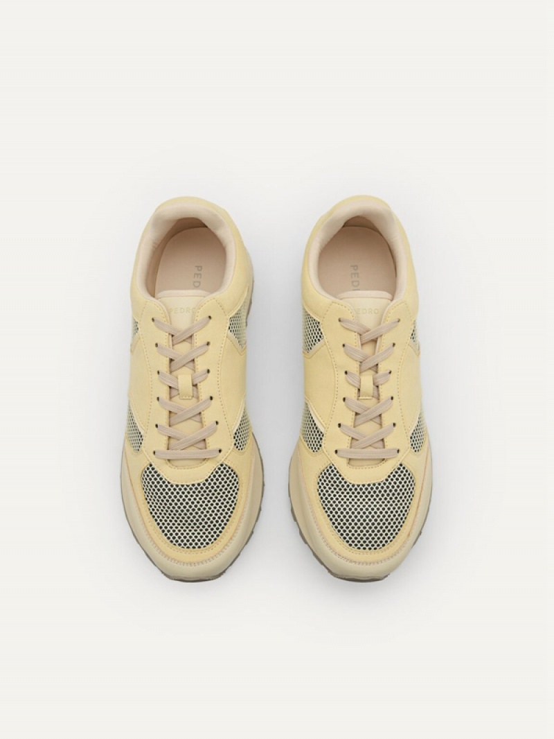 Light Yellow Men's Pedro Track Low Top Sneakers | BUEDTW-319