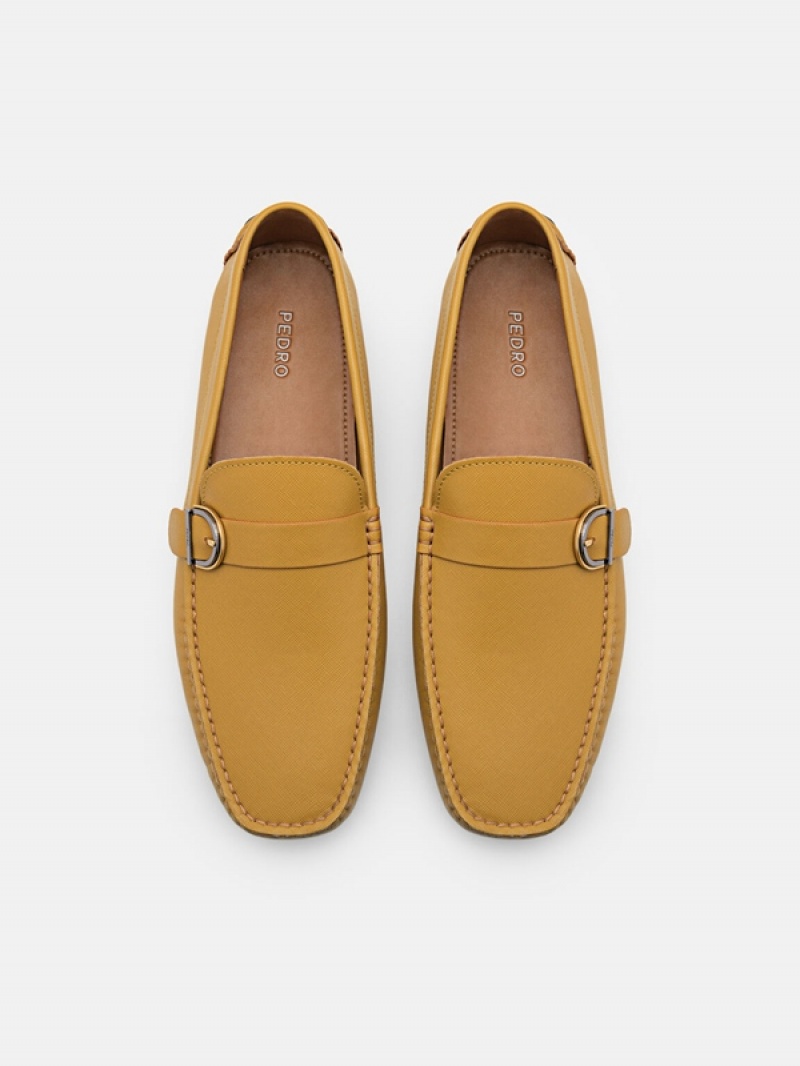 Mustard Men's Pedro Dillon Leather Moccasins | QYPJBH-189