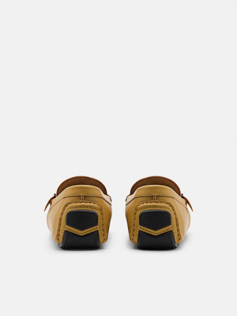 Mustard Men's Pedro Dillon Leather Moccasins | QYPJBH-189