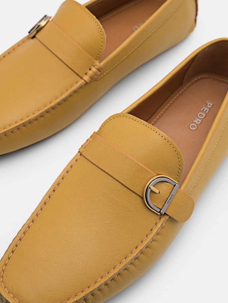 Mustard Men's Pedro Dillon Leather Moccasins | QYPJBH-189