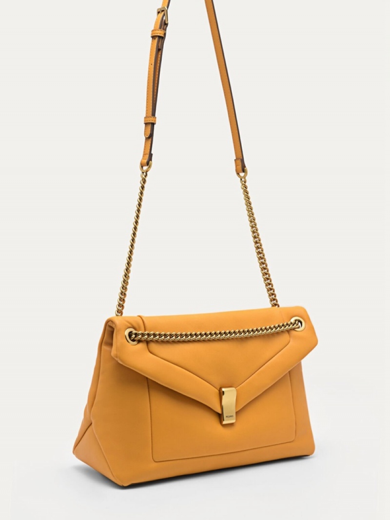 Mustard Women's Pedro Pinto Envelope Shoulder Bags | JYBWQN-639