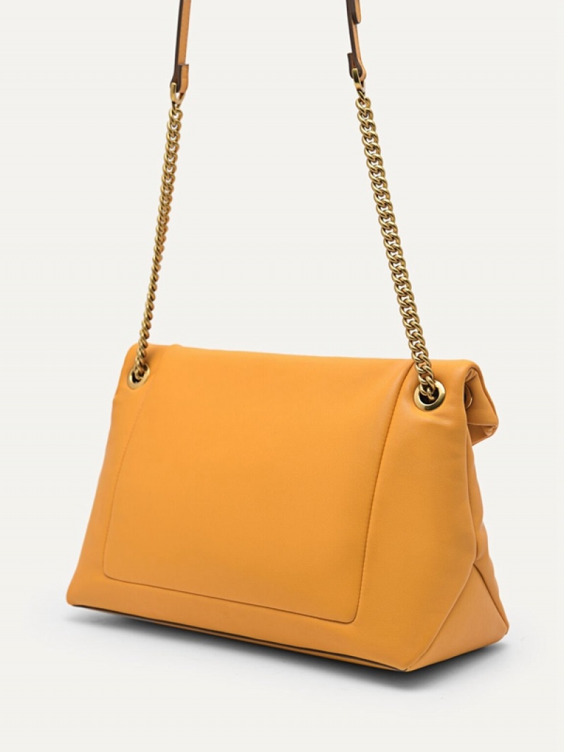 Mustard Women's Pedro Pinto Envelope Shoulder Bags | JYBWQN-639