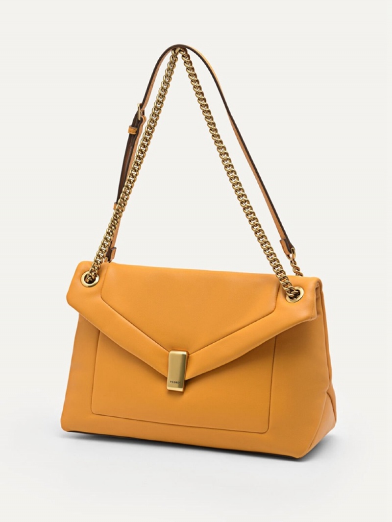 Mustard Women's Pedro Pinto Envelope Shoulder Bags | JYBWQN-639