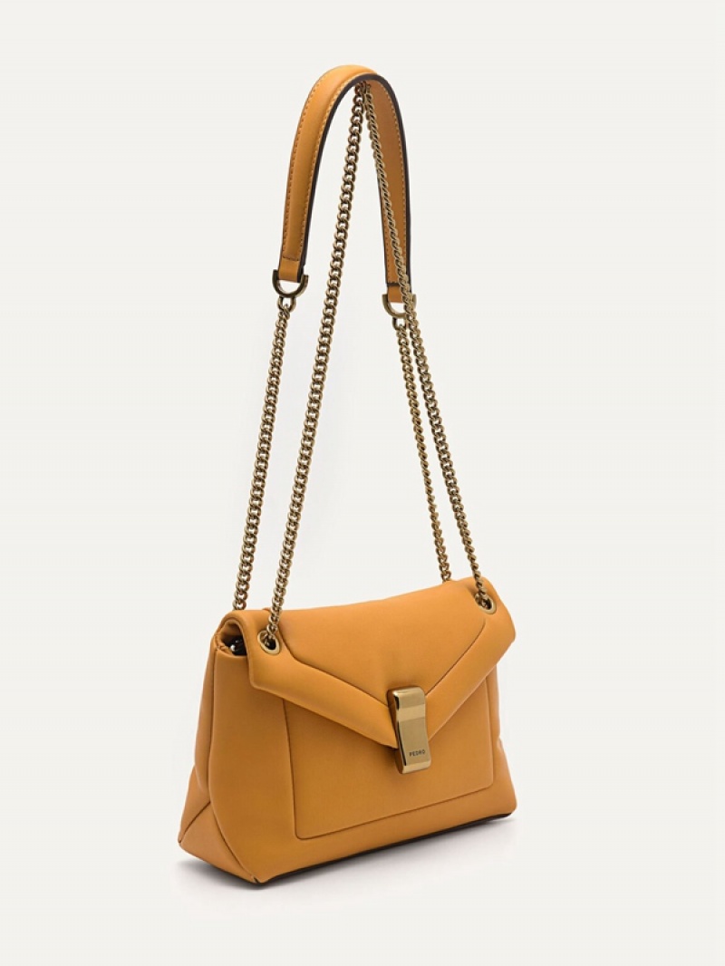 Mustard Women's Pedro Pinto Mini Envelope Shoulder Bags | NVGOFL-163