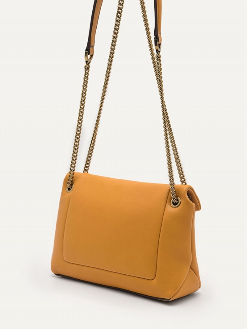 Mustard Women's Pedro Pinto Mini Envelope Shoulder Bags | NVGOFL-163