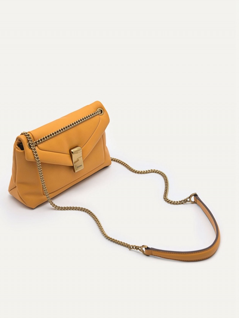 Mustard Women's Pedro Pinto Mini Envelope Shoulder Bags | NVGOFL-163