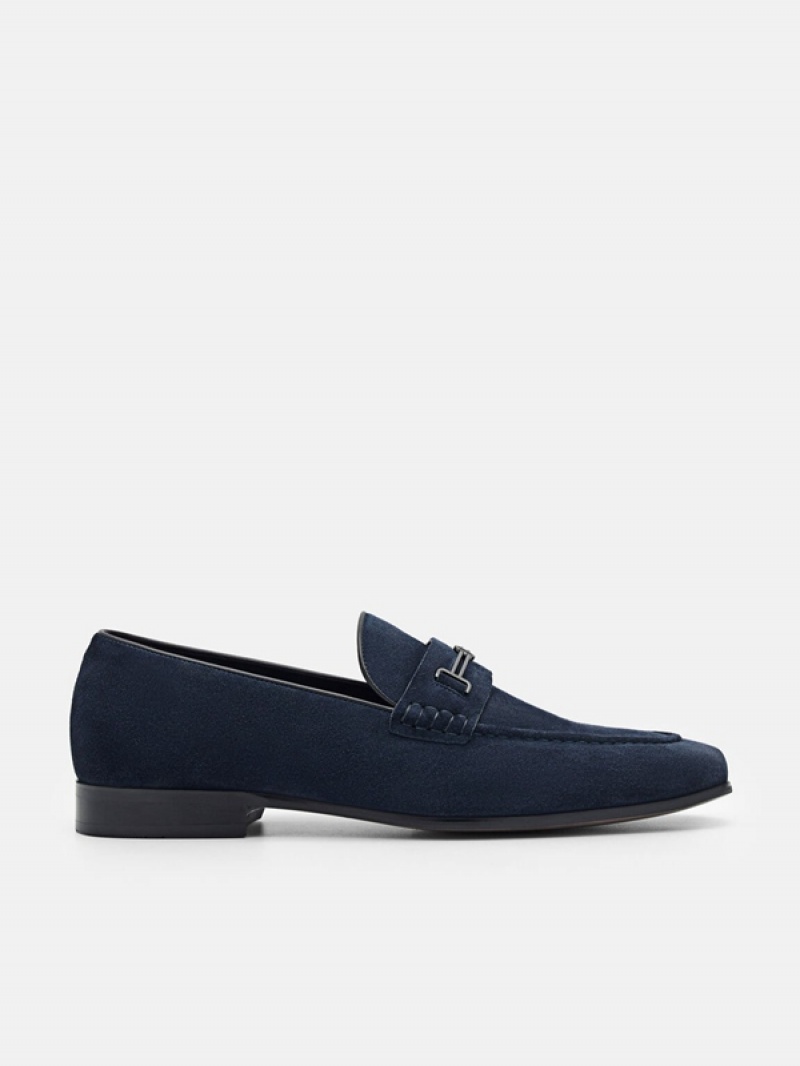 Navy Men\'s Pedro Anthony Leather Loafers | PWGEKN-603