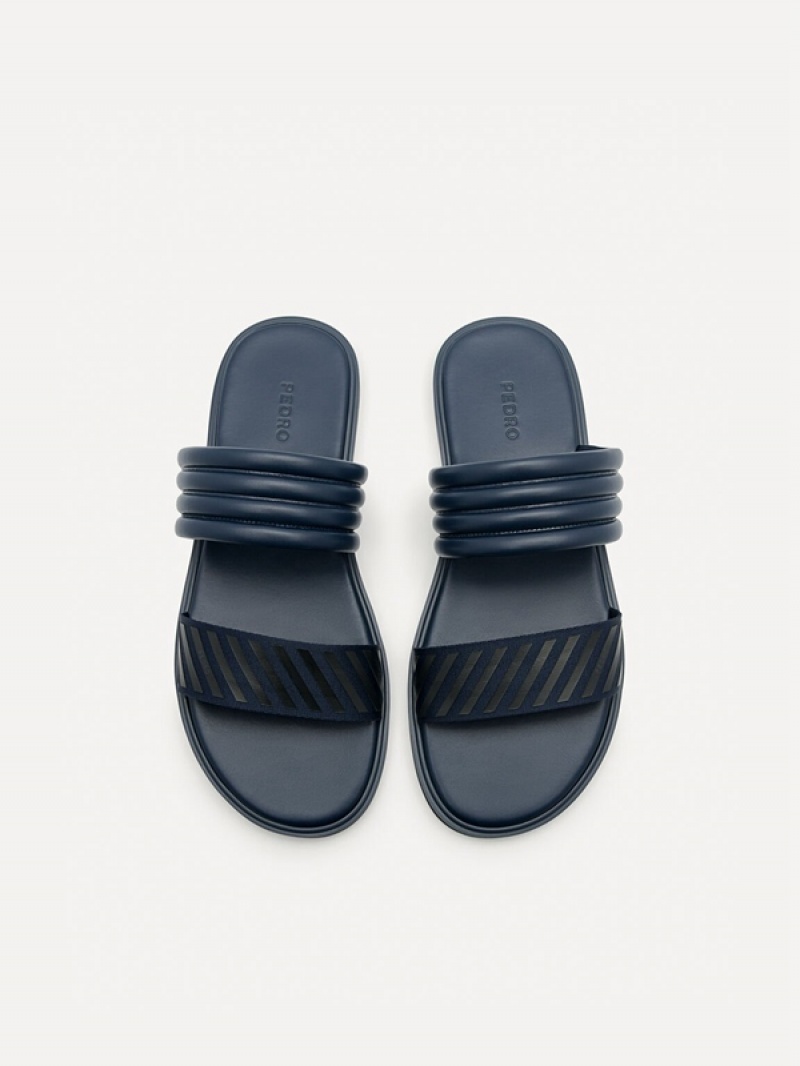 Navy Men's Pedro Band Slides | MTIWKR-920