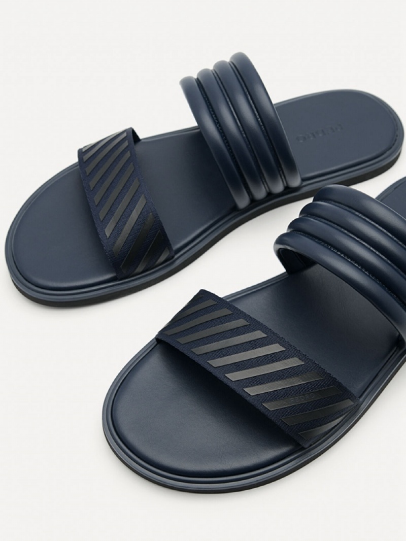 Navy Men's Pedro Band Slides | MTIWKR-920