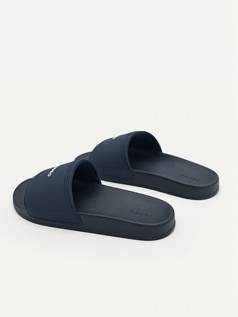 Navy Men's Pedro Billie Casual Slides | WQXSHF-348