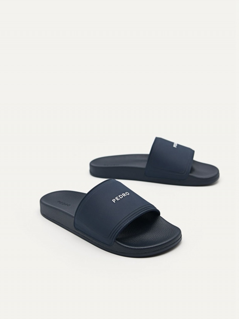 Navy Men's Pedro Billie Casual Slides | WQXSHF-348