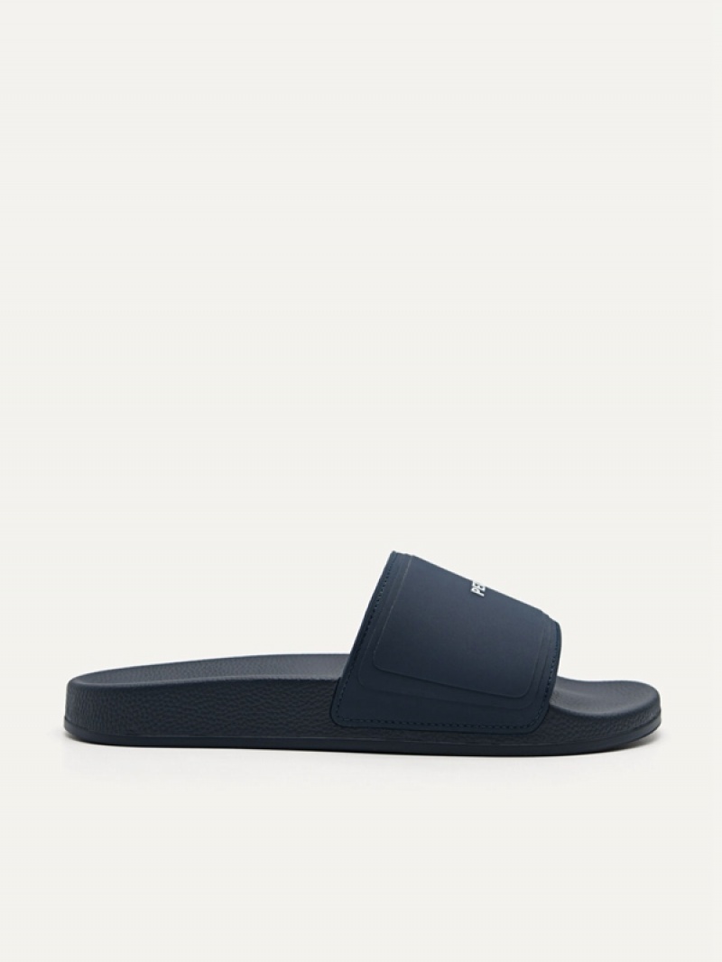 Navy Men\'s Pedro Billie Casual Slides | WQXSHF-348