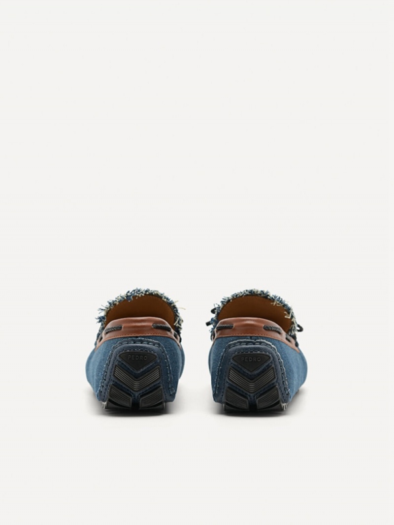 Navy Men's Pedro Bow Moccasins | VYKTRP-630