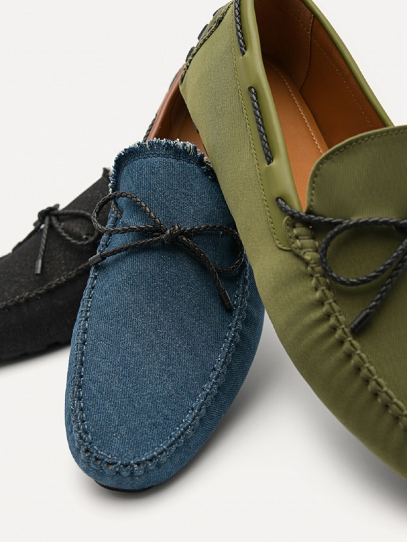 Navy Men's Pedro Bow Moccasins | VYKTRP-630