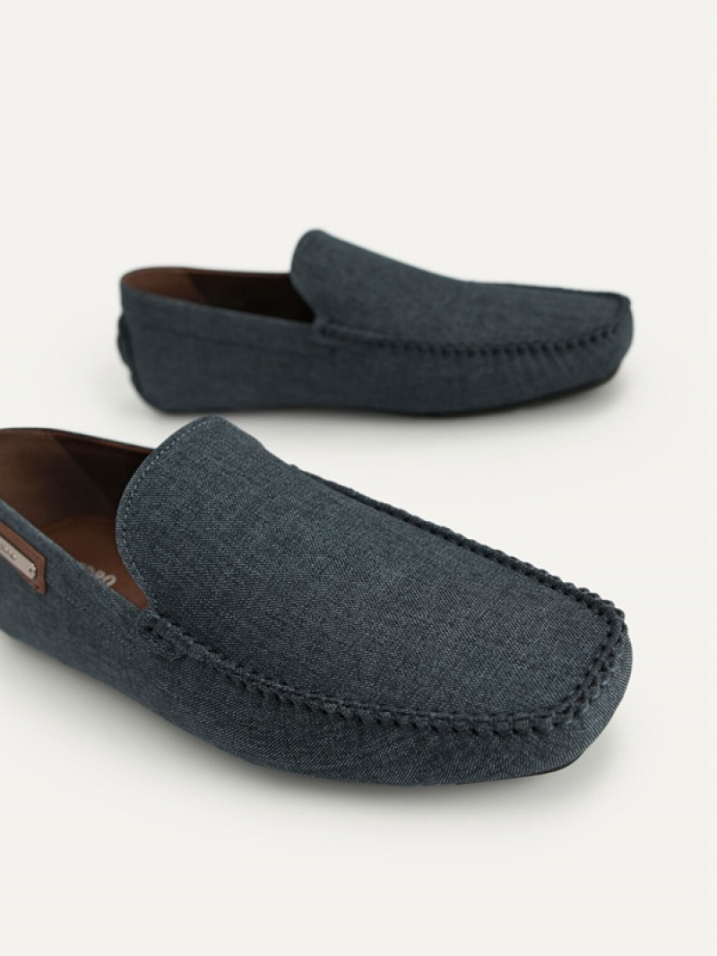 Navy Men's Pedro Casual Moccasins | SXWGJR-246