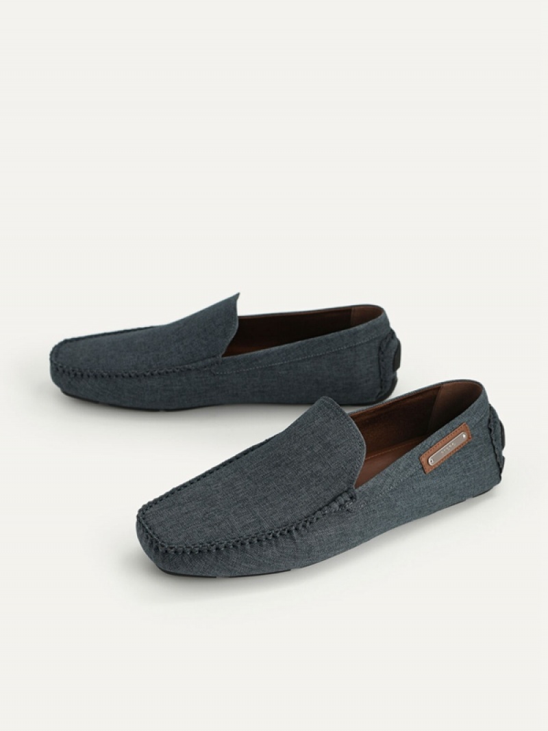 Navy Men's Pedro Casual Moccasins | SXWGJR-246