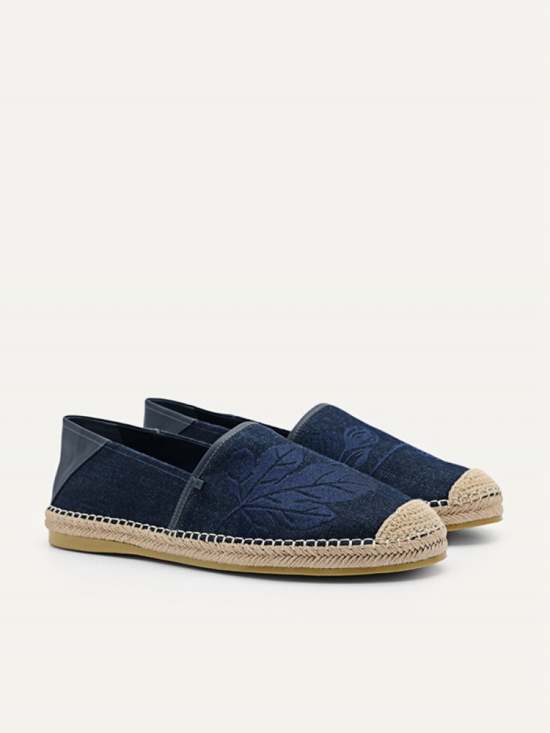 Navy Men's Pedro Cypress Denim Espadrilles | RIBLEW-751