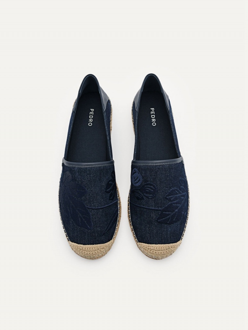 Navy Men's Pedro Cypress Denim Espadrilles | RIBLEW-751