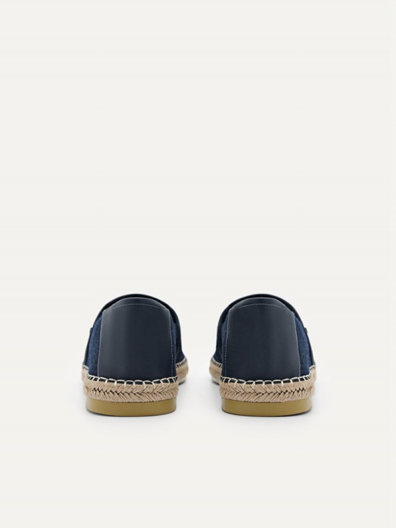 Navy Men's Pedro Cypress Denim Espadrilles | RIBLEW-751