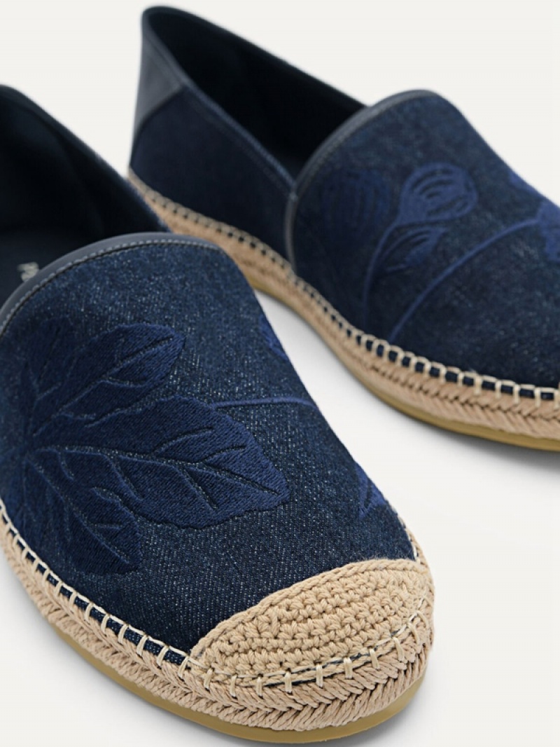 Navy Men's Pedro Cypress Denim Espadrilles | RIBLEW-751