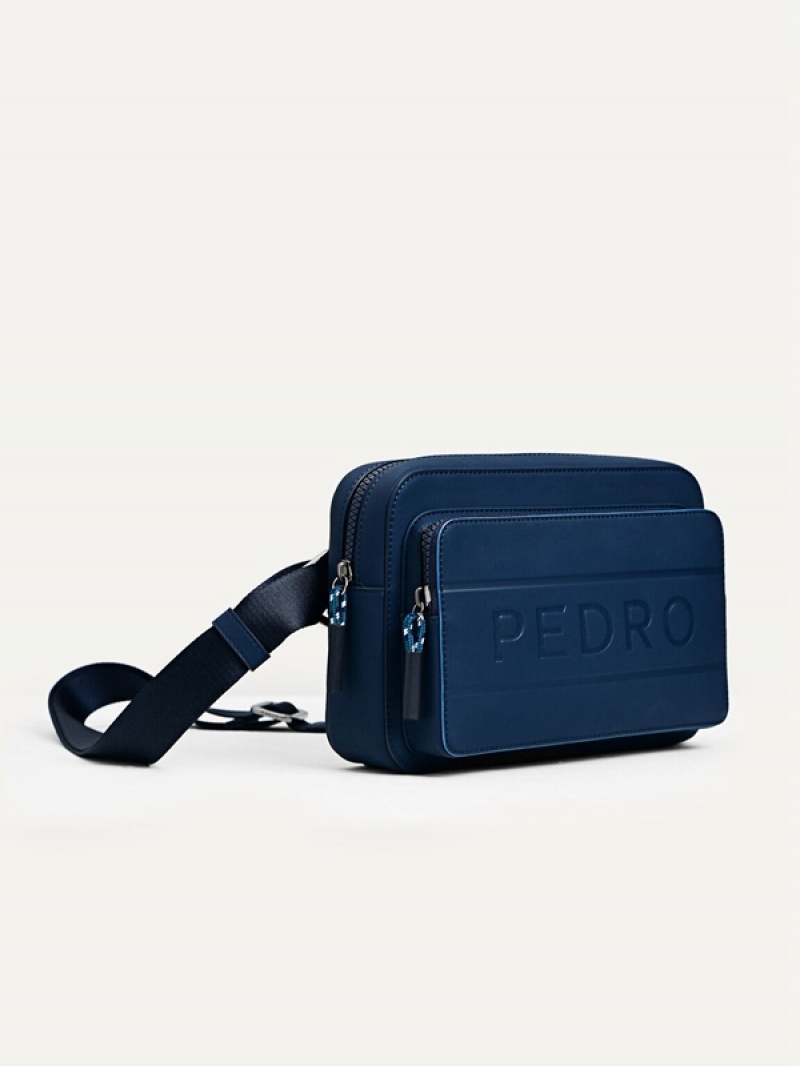 Navy Men's Pedro Flynn Casual Sling Bag | SMRQBJ-810