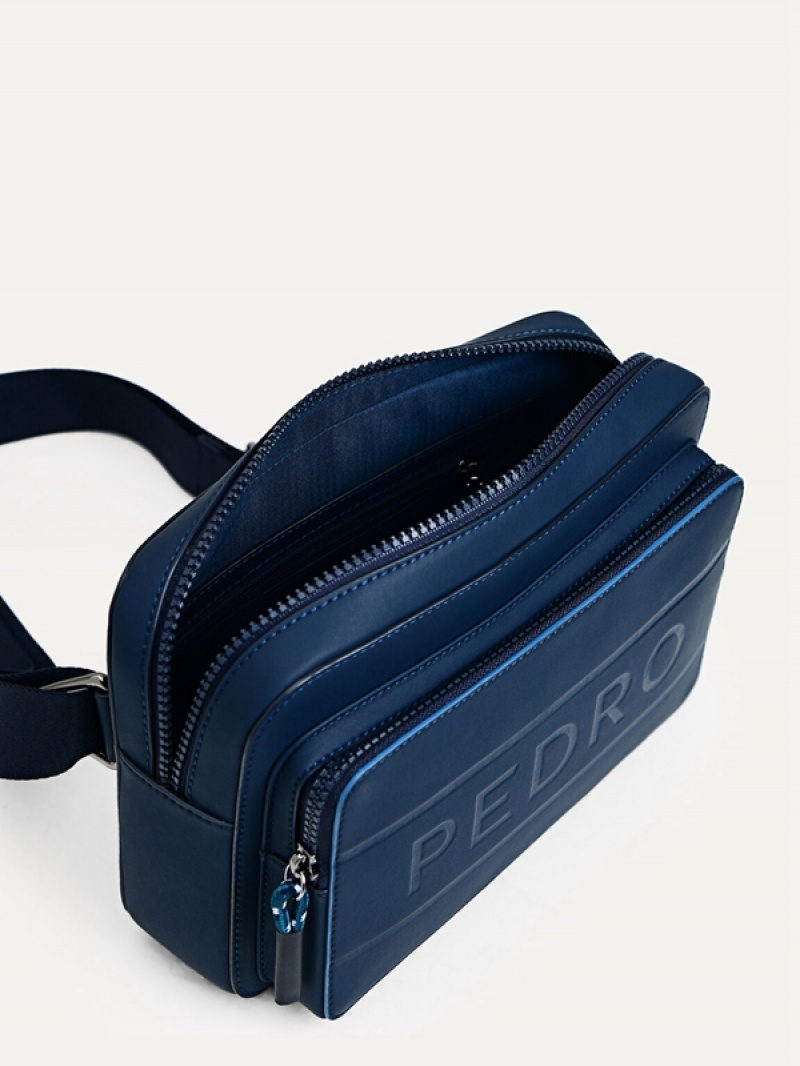 Navy Men's Pedro Flynn Casual Sling Bag | SMRQBJ-810