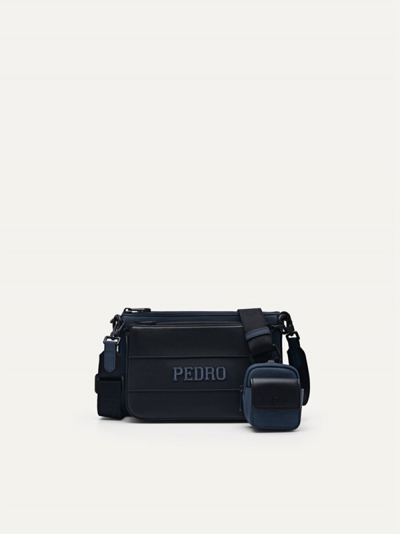 Navy Men\'s Pedro Frank Sling Bag | HBOSDL-201