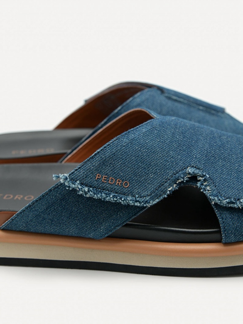 Navy Men's Pedro Harlin Slides | CSGKYB-142