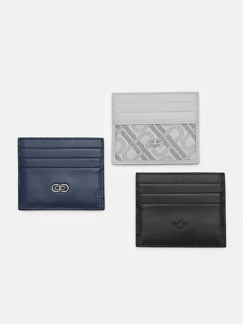 Navy Men's Pedro Icon Leather Card Holder | AXEQOB-109