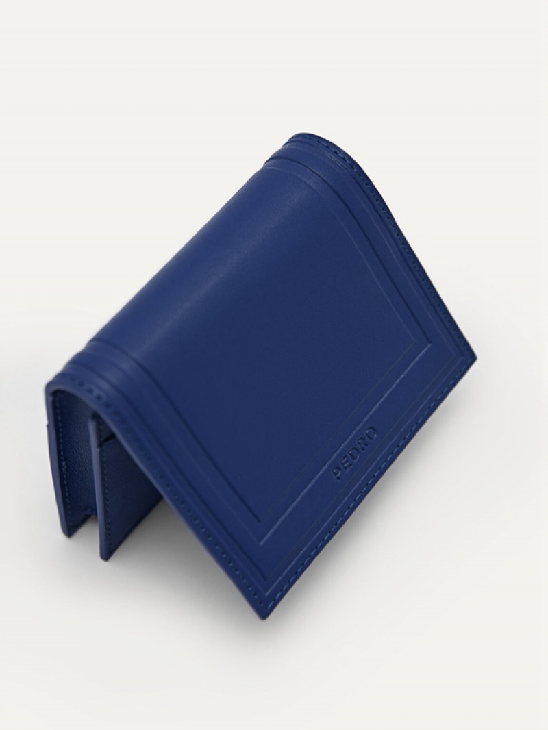 Navy Men's Pedro Leather Card Holder | ADJGMH-947