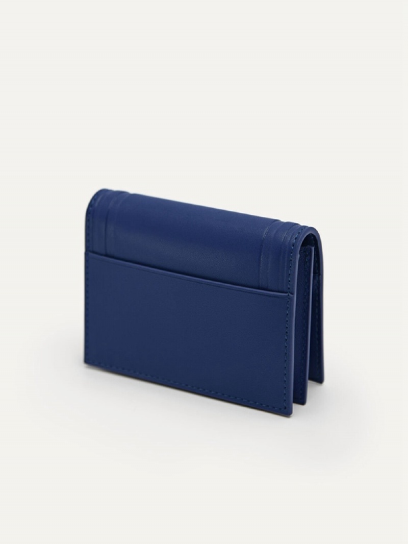 Navy Men's Pedro Leather Card Holder | ADJGMH-947