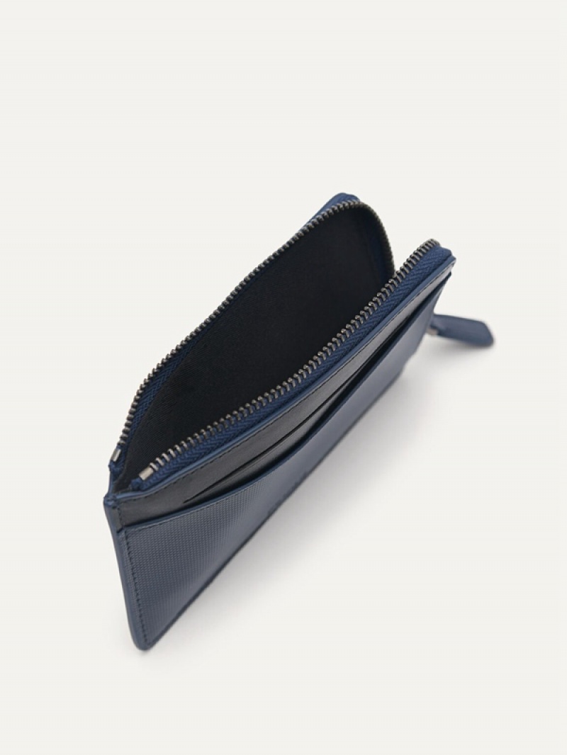 Navy Men's Pedro Leather Card Holder | LRGTYQ-647