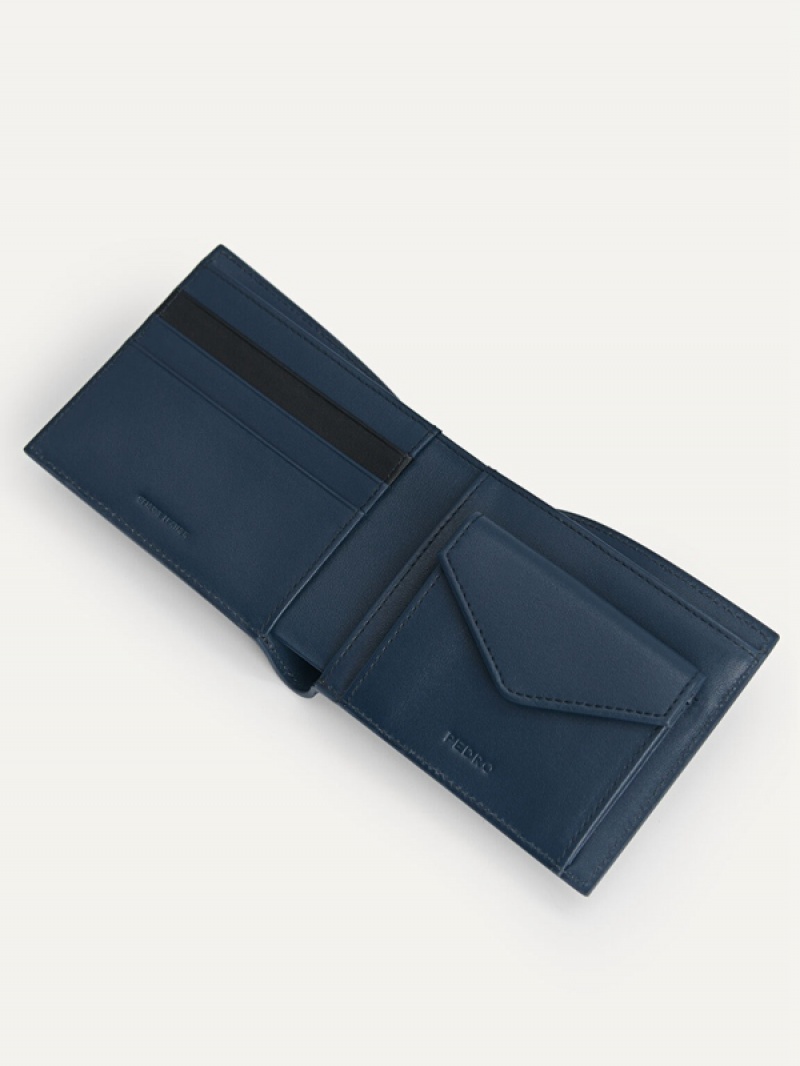 Navy Men's Pedro Leather (RFID) Bifold Wallet | WUYZLV-302