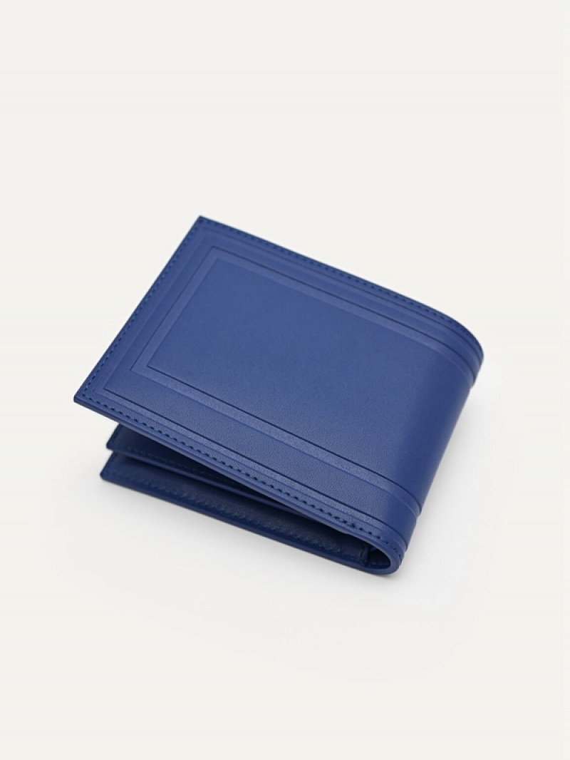 Navy Men's Pedro Leather with Insert Bifold Wallet | PLXFIB-326