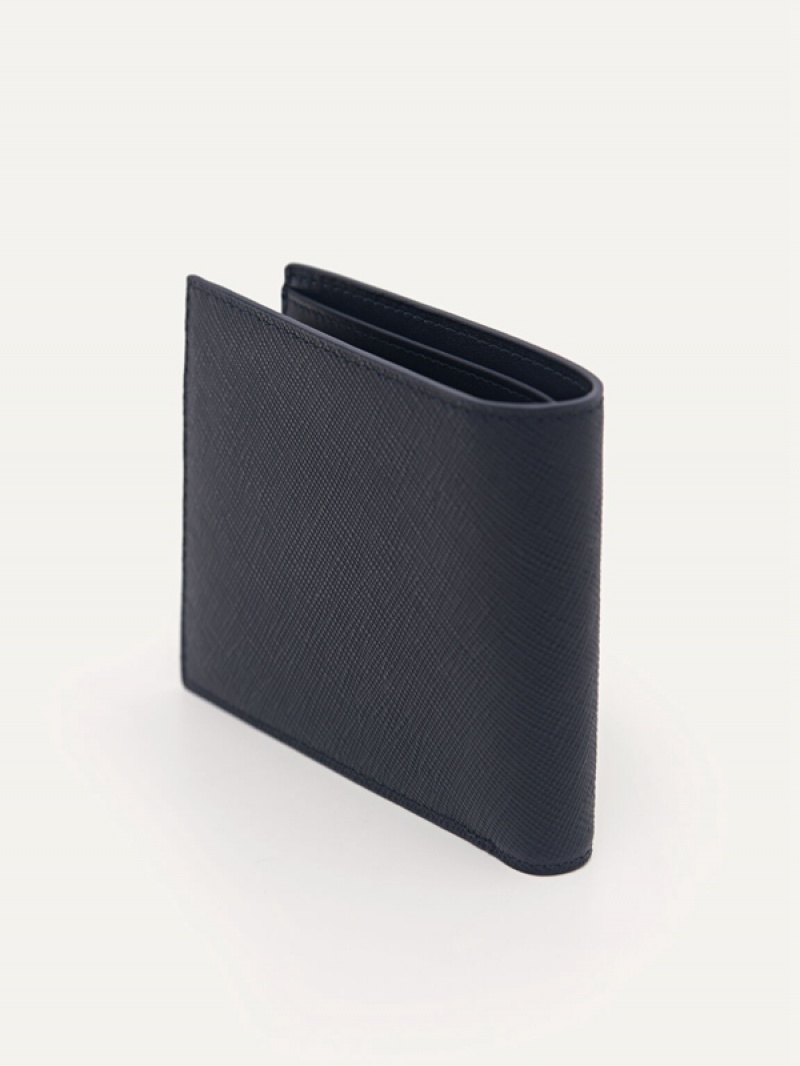 Navy Men's Pedro Leather with Insert Bifold Wallet | VQFHGN-048