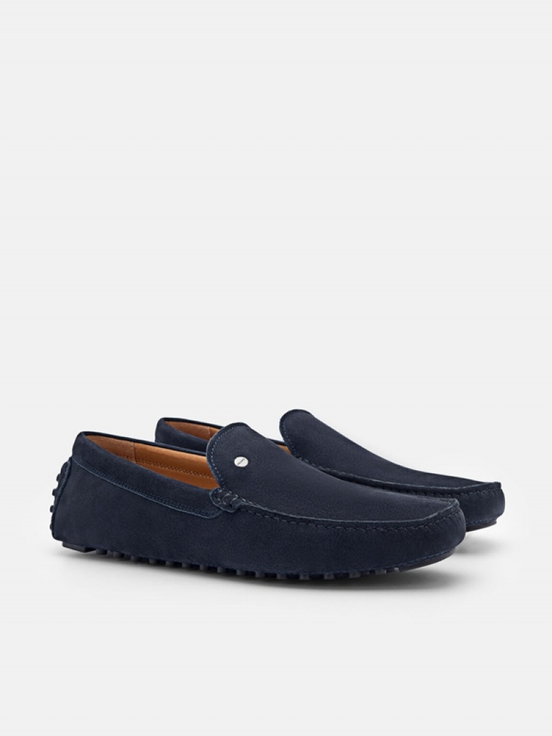 Navy Men's Pedro Nubuck Moccasins | AFSNIB-197