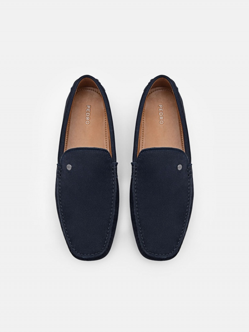 Navy Men's Pedro Nubuck Moccasins | AFSNIB-197