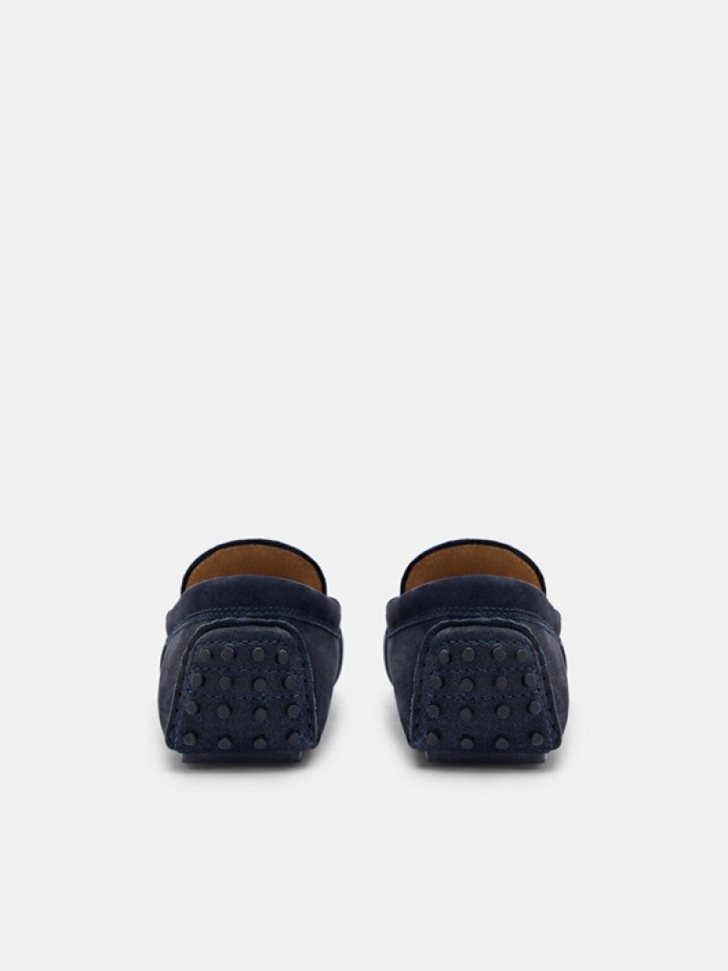 Navy Men's Pedro Nubuck Moccasins | AFSNIB-197