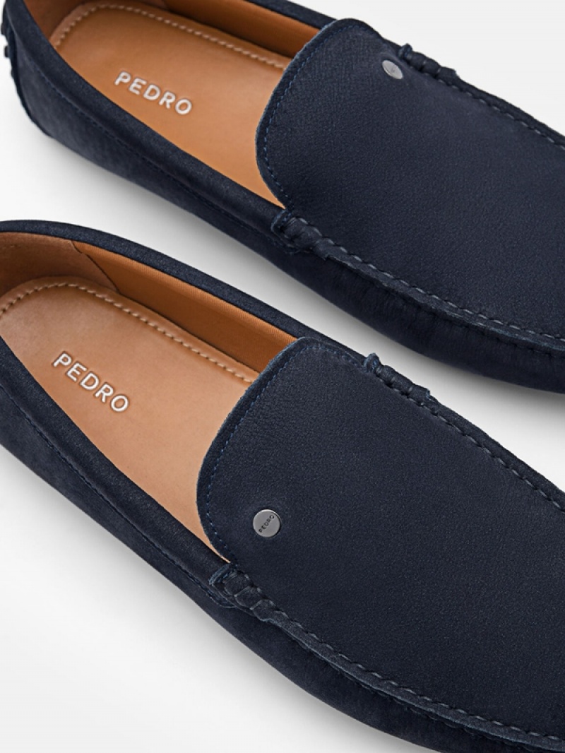 Navy Men's Pedro Nubuck Moccasins | AFSNIB-197