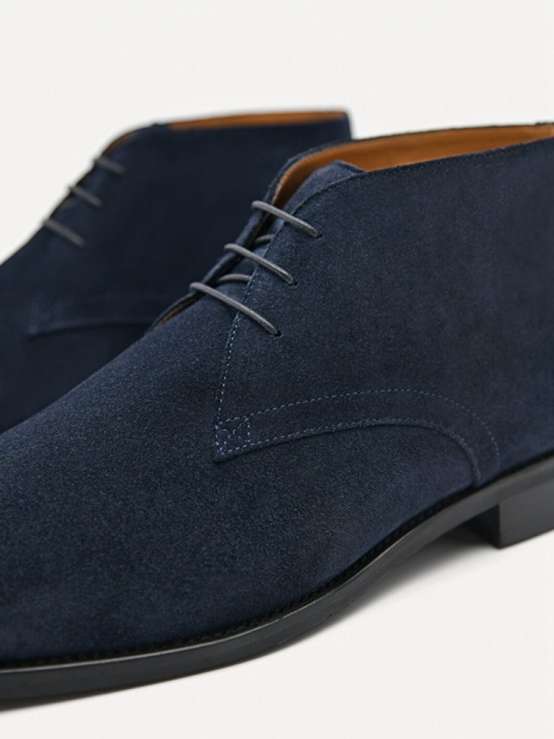 Navy Men's Pedro Oscar Ankle Boots | JFBCIZ-570