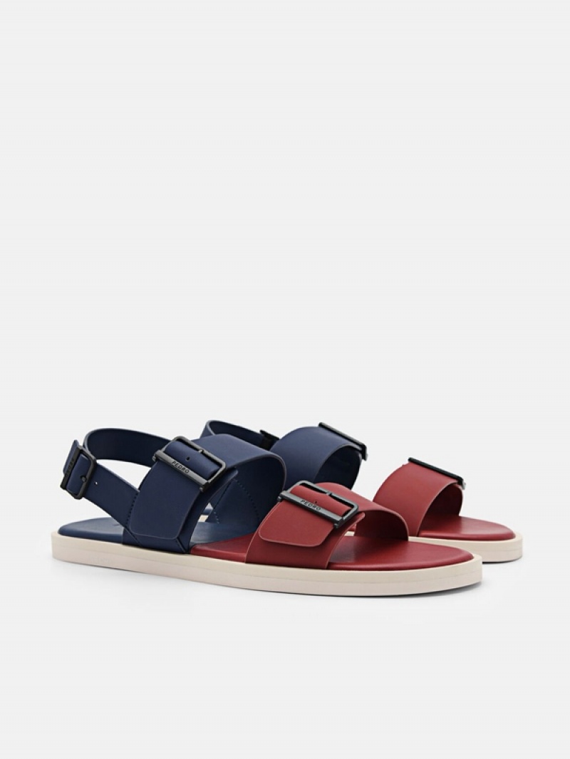 Navy Men's Pedro Ripley Backstrap Strap Sandals | PJZMXH-290