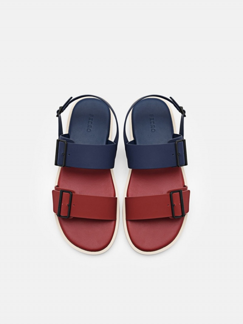 Navy Men's Pedro Ripley Backstrap Strap Sandals | PJZMXH-290