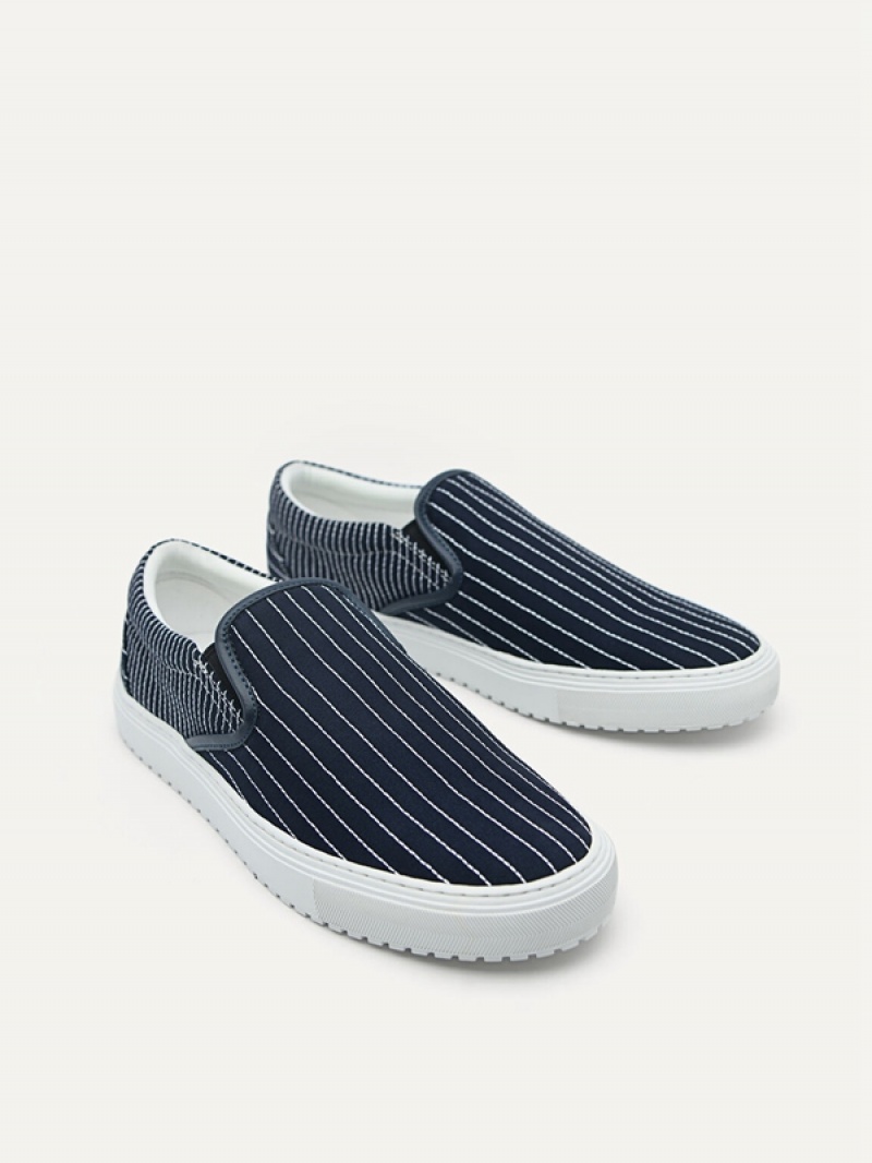 Navy Men's Pedro Slip On Sneakers | MNQRDE-678